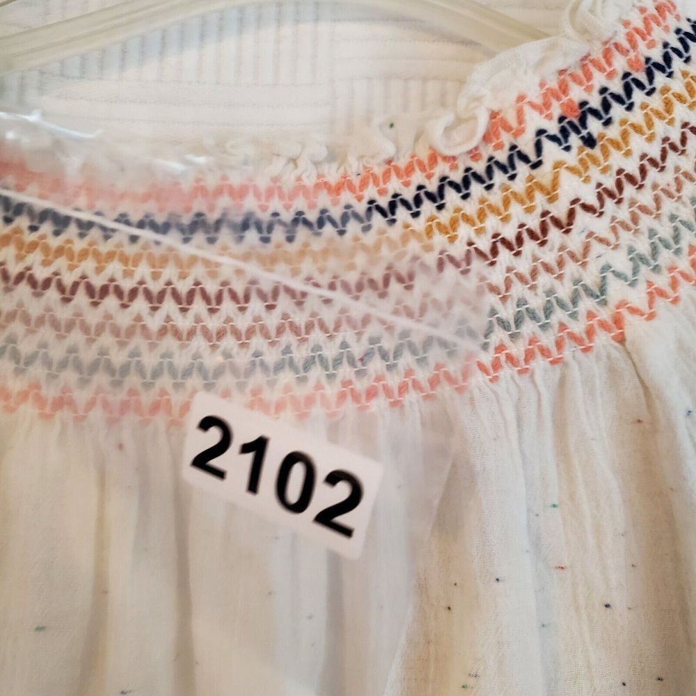 Madewell Rainbow Smocked Peasant Top Womens Small Gauze Beachy Oversized Cotton‎ - Picture 8 of 8